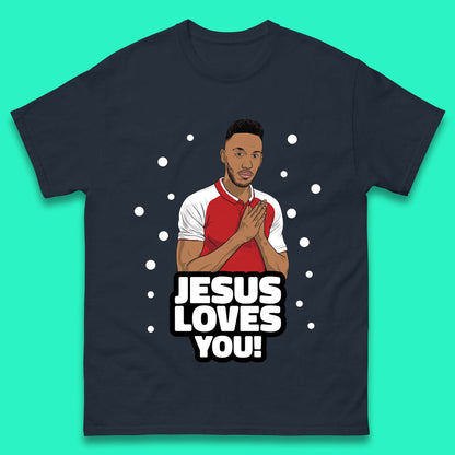 Jesus Loves You Footballer Christmas Mens T-Shirt