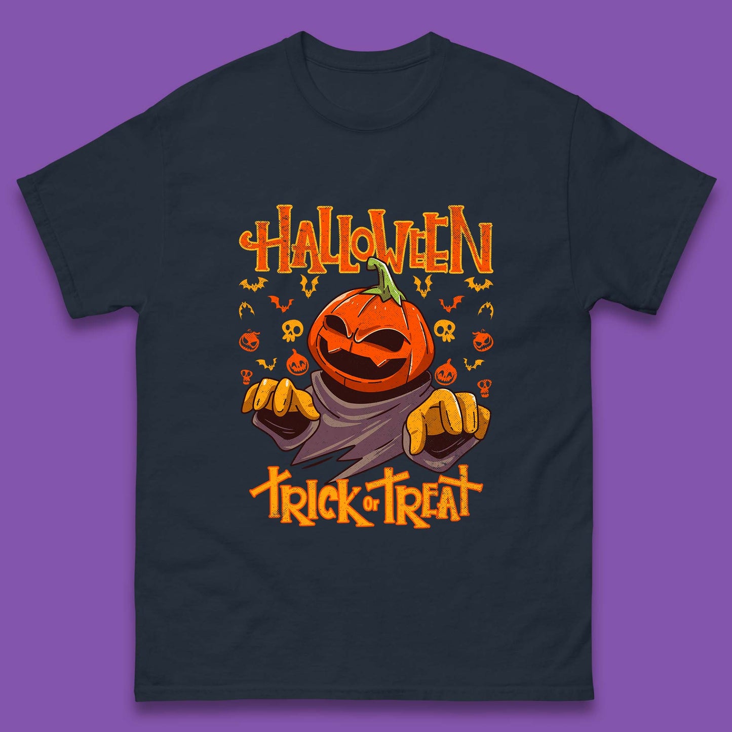 Halloween Trick Or Treat Pumpkin Character Halloween Scary Evil Pumpkin Mens Tee Top