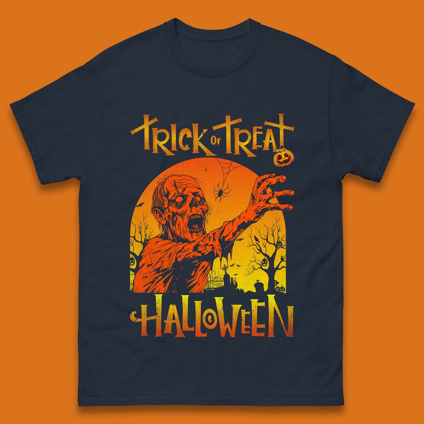 Trick Or Treat Halloween Zombie Horror Scary Spooky Vibes Mens Tee Top