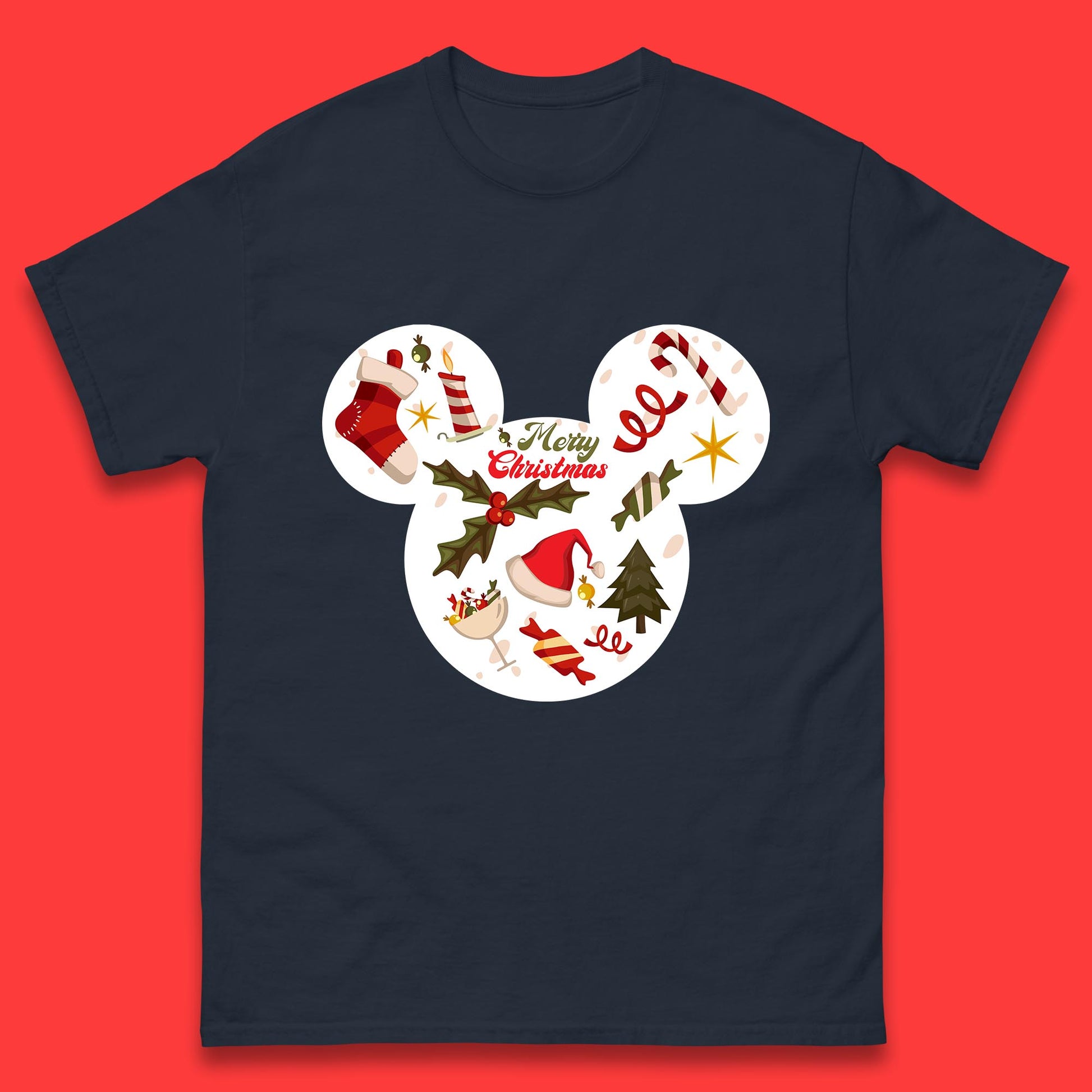 merry christmas disney mickey mouse head t shirt