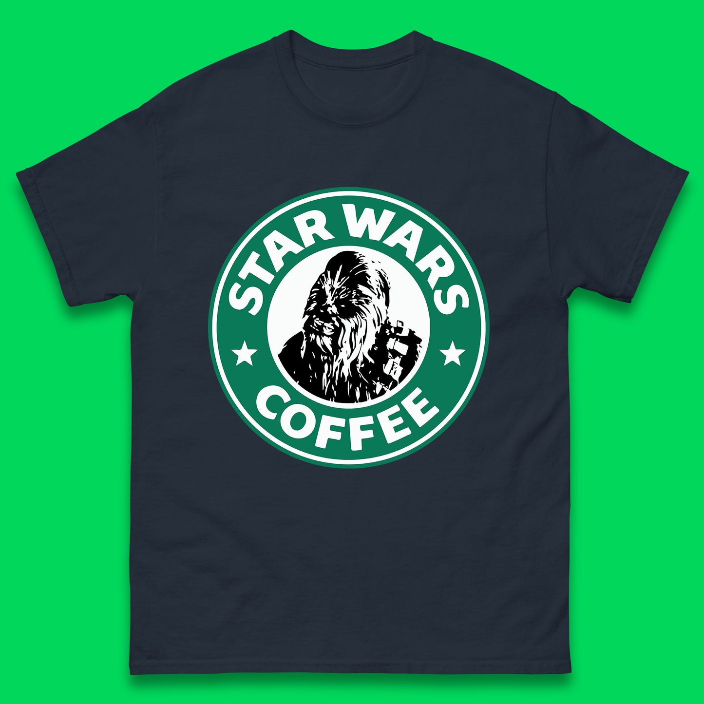 Chewbacca Star Wars Coffee Sci-fi Action Adventure Movie Character Starbucks Coffee Spoof 46th Anniversary Mens Tee Top