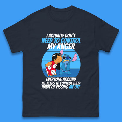 I Actually Need To Control My Anger Everyone Around My Need To Control Their Habit Of Pissing Me Off Lilo Kissing Stitch Mens Tee Top