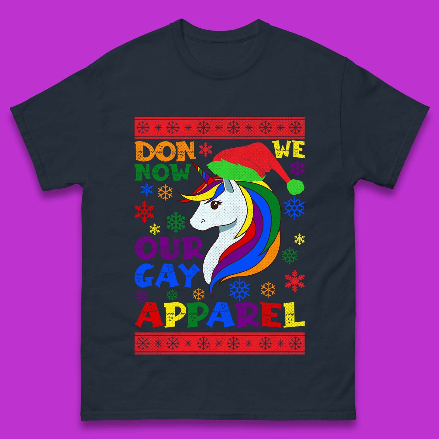 LGBT Rainbow Unicorn Christmas Mens T-Shirt