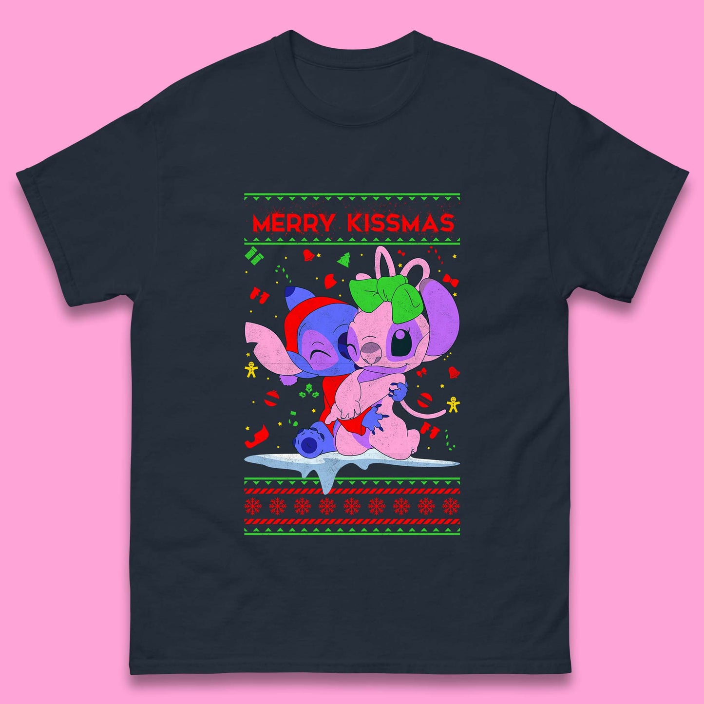 merry kissmas disney stitch and angel t shirt