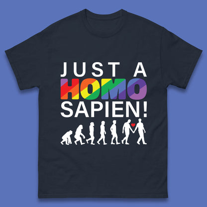 Just A Homo Sapien To Homo Erectus Evolution To Homo LGBTQ Funny Gay Pride Mens Tee Top