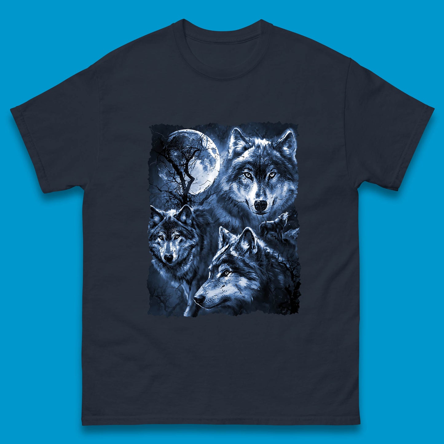 Wolf Family Howling 3 Wolf Moon Wild Free Wolves Three Gray Wolf Dog Animal The Mountain Mens Tee Top