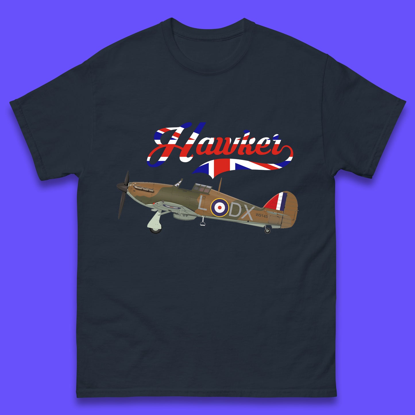 Hawker Hurricane United Kingdom Vintage WWII RAF Fighter Jet British Aircraft Royal Air Force Remembrance Day Mens Tee Top