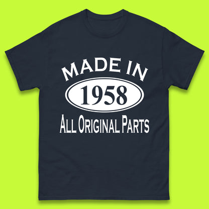 Made In 1958 All Original Parts Vintage Retro 65th Birthday Funny 65 Years Old Birthday Gift Mens Tee Top