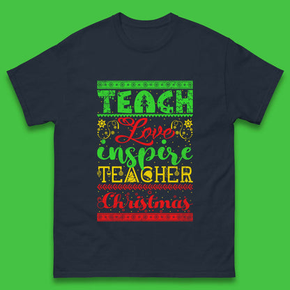 teach love inspire teacher christmas t shirt