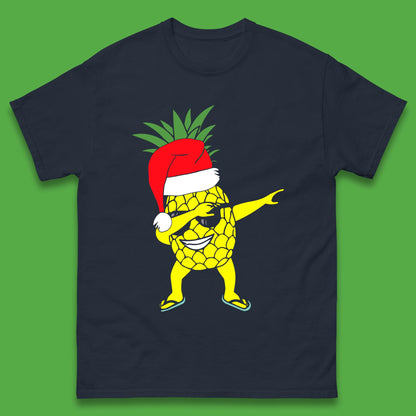 Dabbing Santa Pineapple Sunglasses Christmas In July Funny Santa Summer Vacation Xmas Mens Tee Top