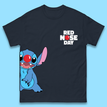 Red Nose Day Peeking Disney Stitch Mens T-Shirt