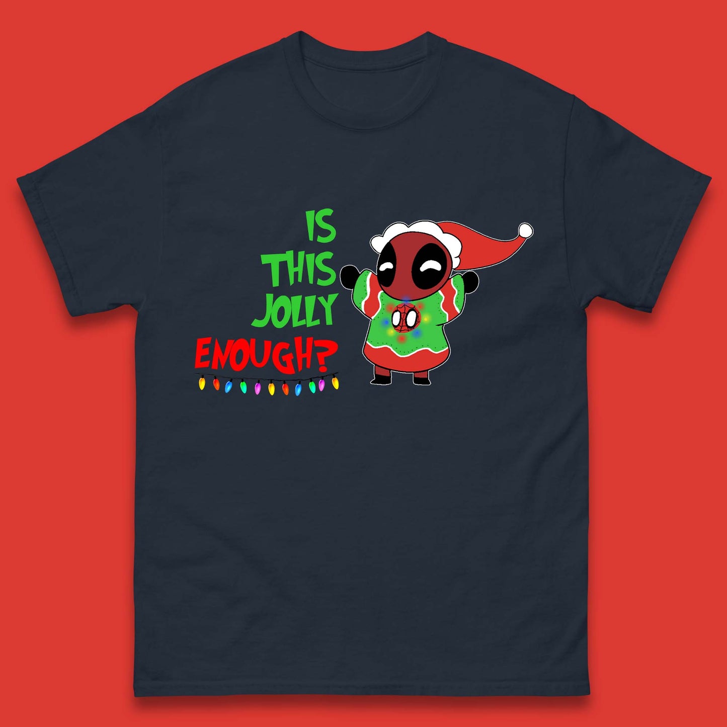 Jolly Enough Deadpool Christmas Mens T-Shirt