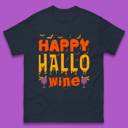 Happy Hallowine Funny Halloween Wine Drinking Party Wine Lover Mens Tee Top