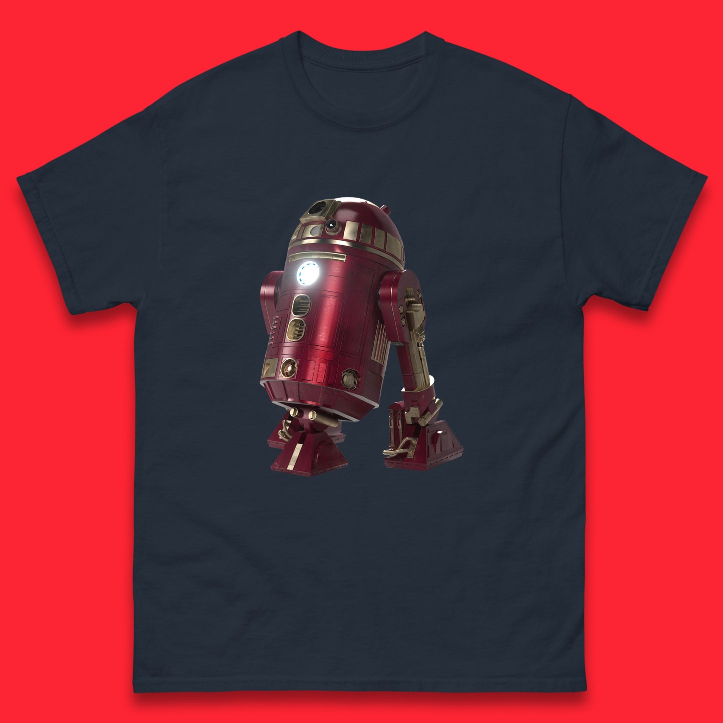 The Iron Man Spoof R2-D2 The Clone Wars Galaxy's Edge Trip R2D2 Ready To Rock Star Wars 46th Anniversary Mens Tee Top