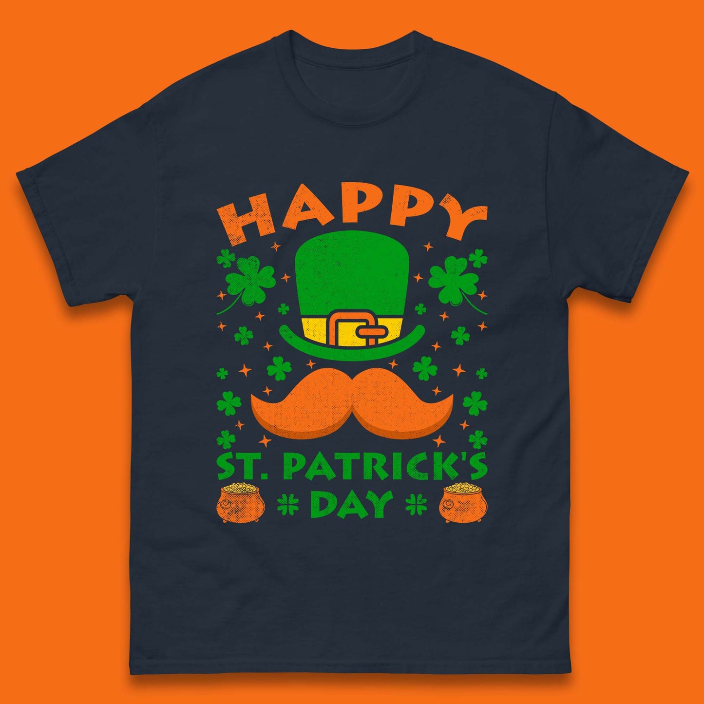 Leprechaun Hat & Ginger Mustache Mens T-Shirt