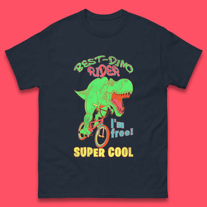 Dinosaur Riding Bicycle Mens T-Shirt