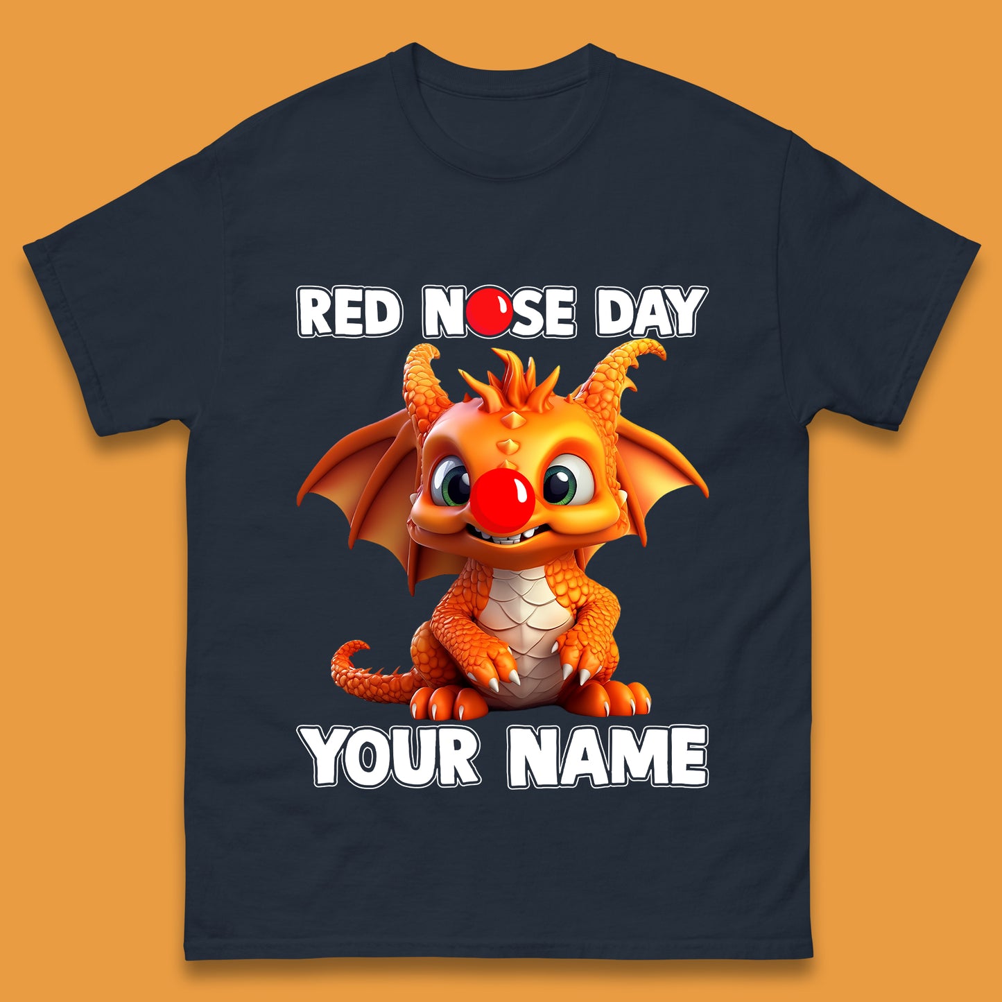 Personalised Red Nose Day Dragon Mens T-Shirt