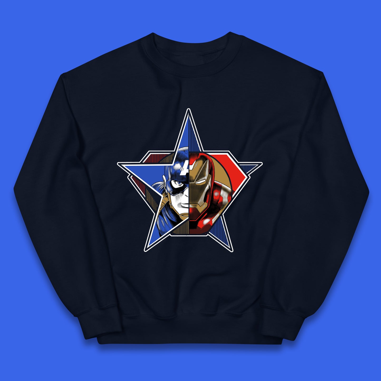 Captain America Logo With Iron Man Marvel Avengers Superheros Movie Character Kids Jumper