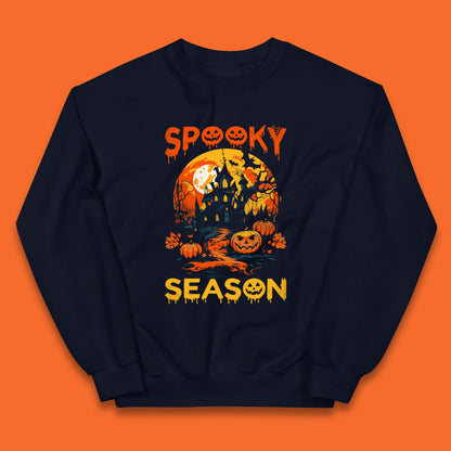 Spooky Season Happy Halloween Full Moon Dark Night Haunted House Kids Jumper