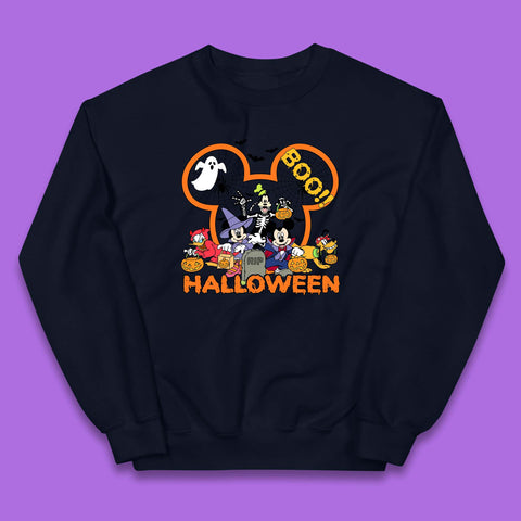 Disney Halloween Mickey Mouse Minnie Mouse Boo Ghost Friends Donald Duck Pluto Goofy Cartoon Disneyland Trip Kids Jumper