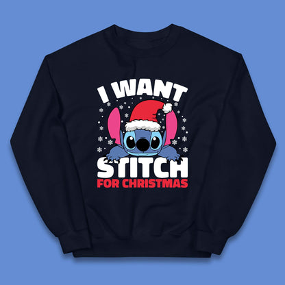 I Want Sticth For Christmas Kids Jumper