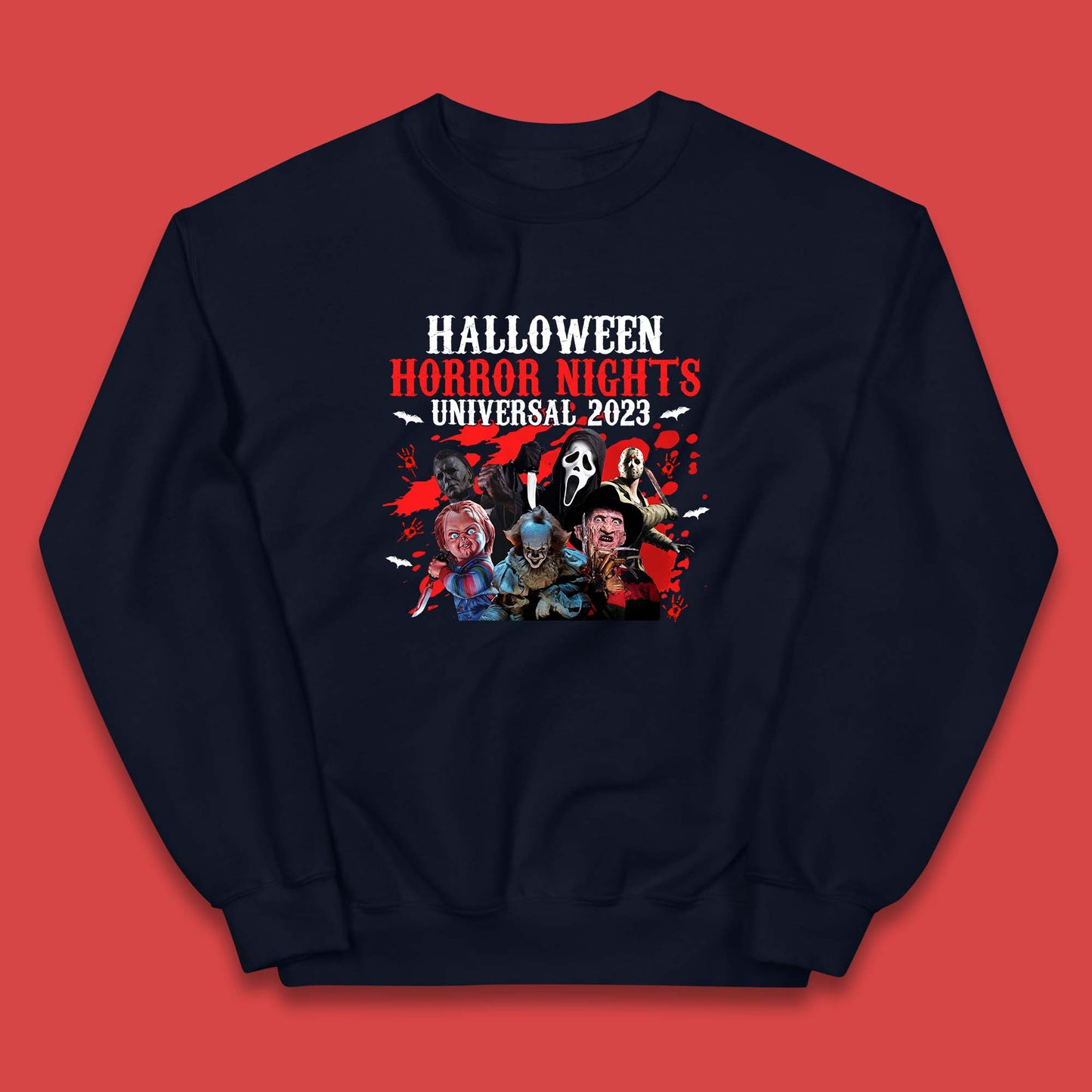 Halloween Horror Nights Universal 2023 Halloween Horror Movie Characters Friends Halloween Serial Killers Kids Jumper