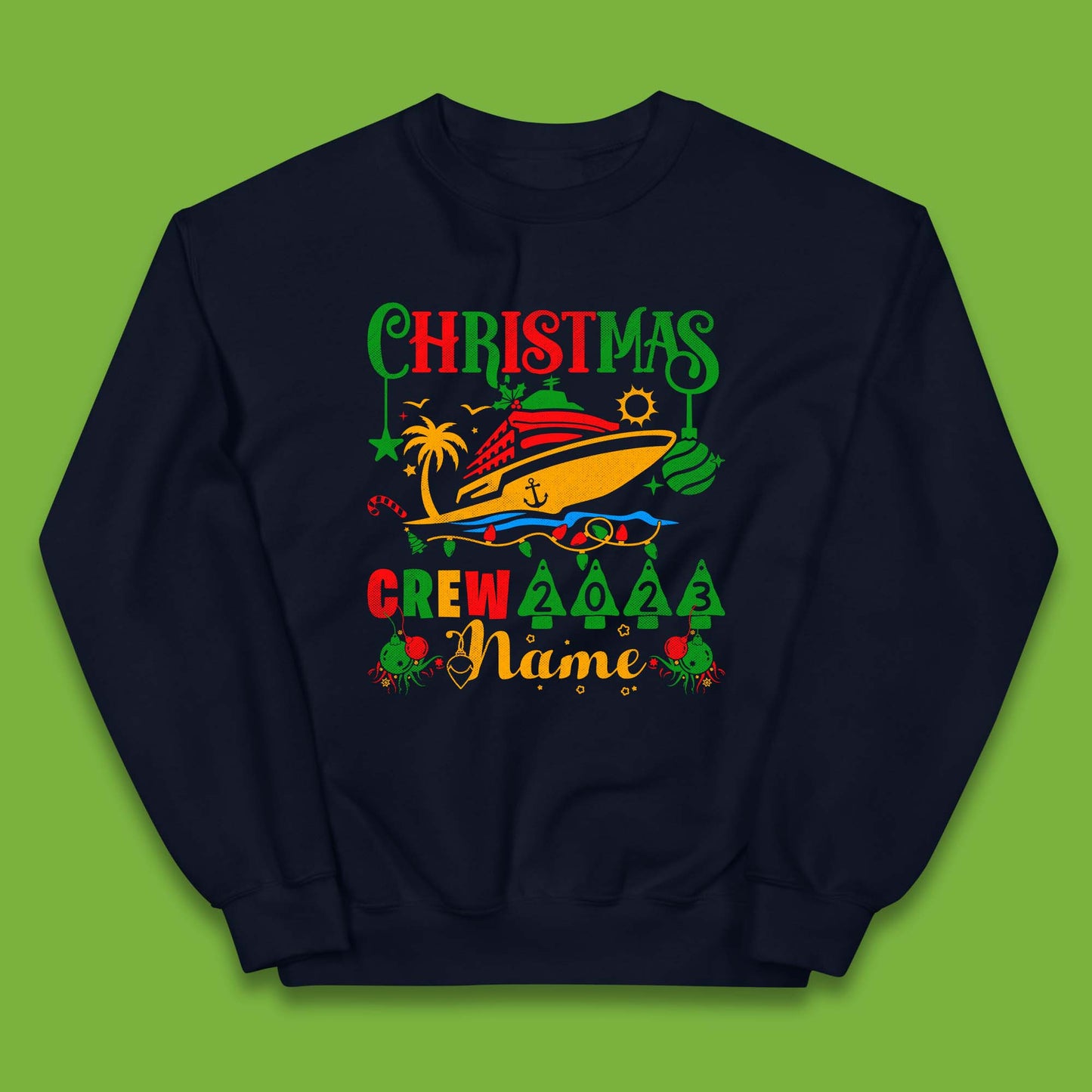 Personalised Cruise Crew Christmas Kids Jumper