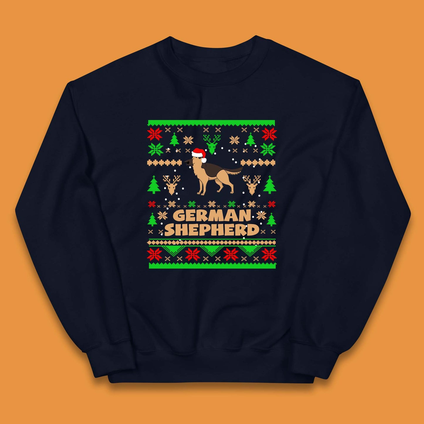 German Shepherd Dog Christmas Kids Jumper