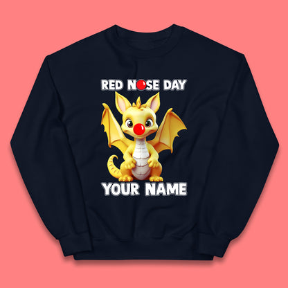 Personalised Dragon Red Nose Day Kids Jumper