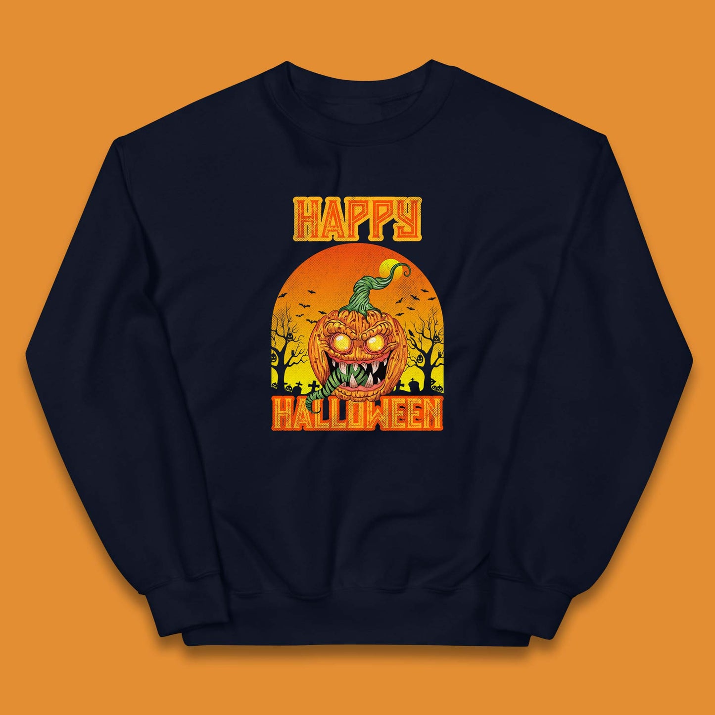 Happy Halloween Zombie Monster Pumpkin Jack-o-lantern Spooky Season Kids Jumper