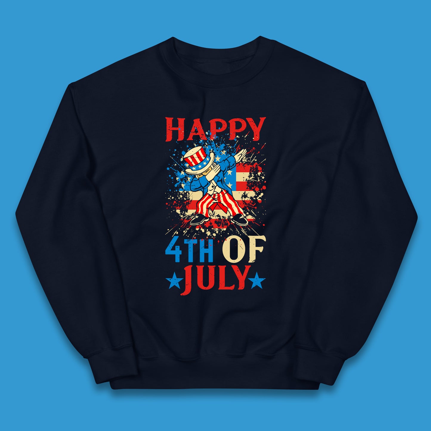 Dabbing Uncle Sam Happy 4th Of July USA Flag Independence Day Funny Dab Dance Kids Jumper