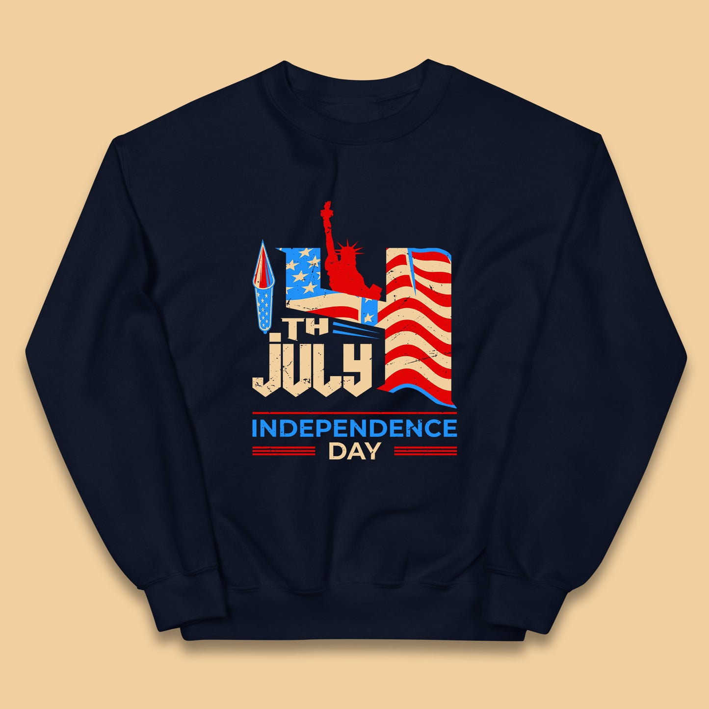 Statue Of Liberty 4th July USA Independence Day Celebration Fireworks Kids Jumper