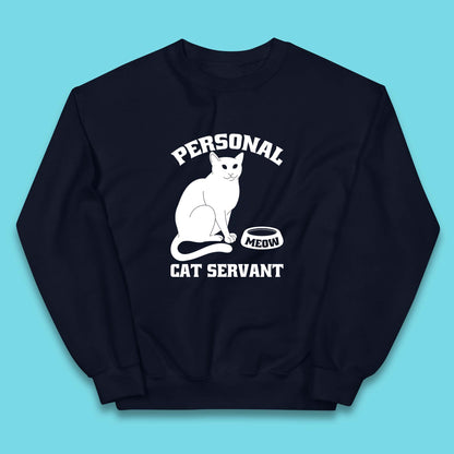 Personal Cat Servant Meow Funny Black Cat Lover Gift Kids Jumper