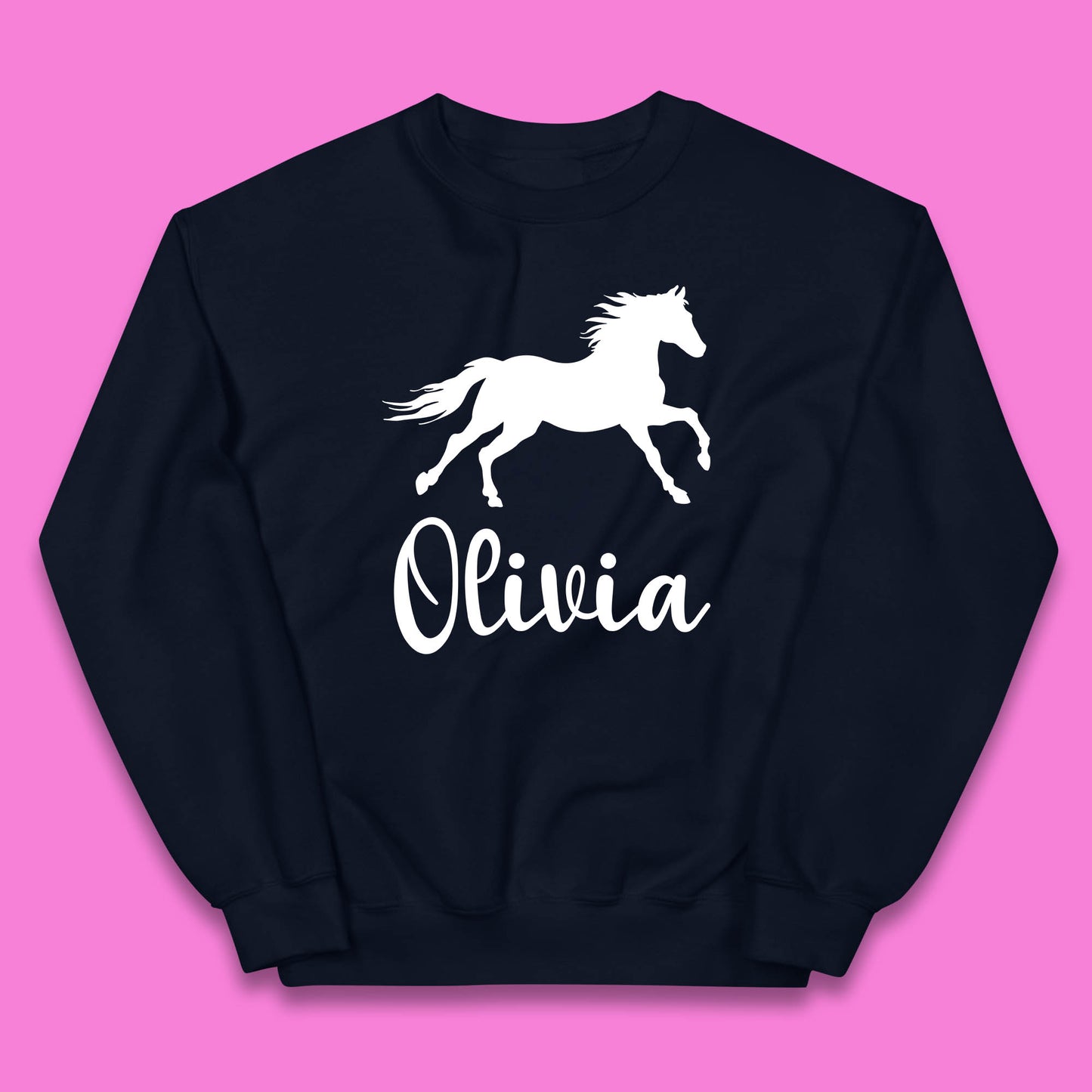 Personalised Running Unicorn Your Name Or Custom Text Horse & Pony Lover Magic Believer Kids Jumper