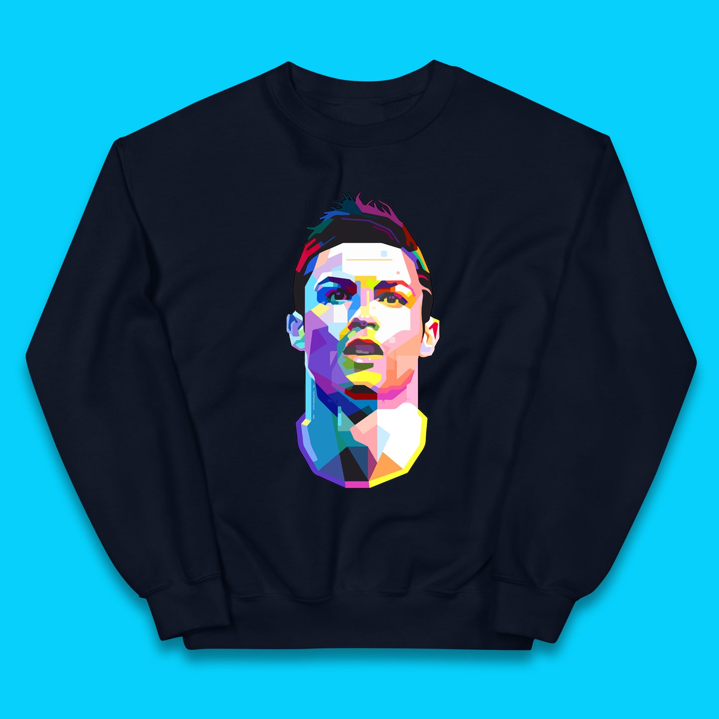 Cristiano Ronaldo Retro Style Portrait Football Player CR7 Portuguese Professional Footballer Soccer Player Sports Champion Kids Jumper