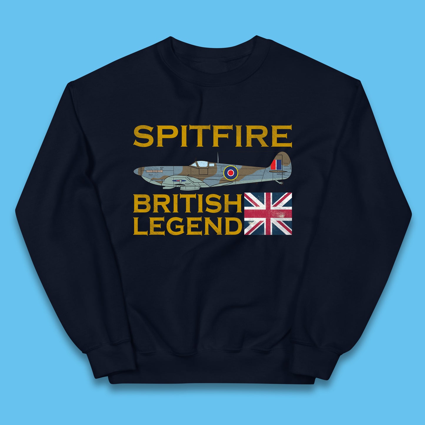 Supermarine Spitfire British Legend Fighter Aircraft Royal Air Force Spitfire WW2 Remembrance Day Kids Jumper