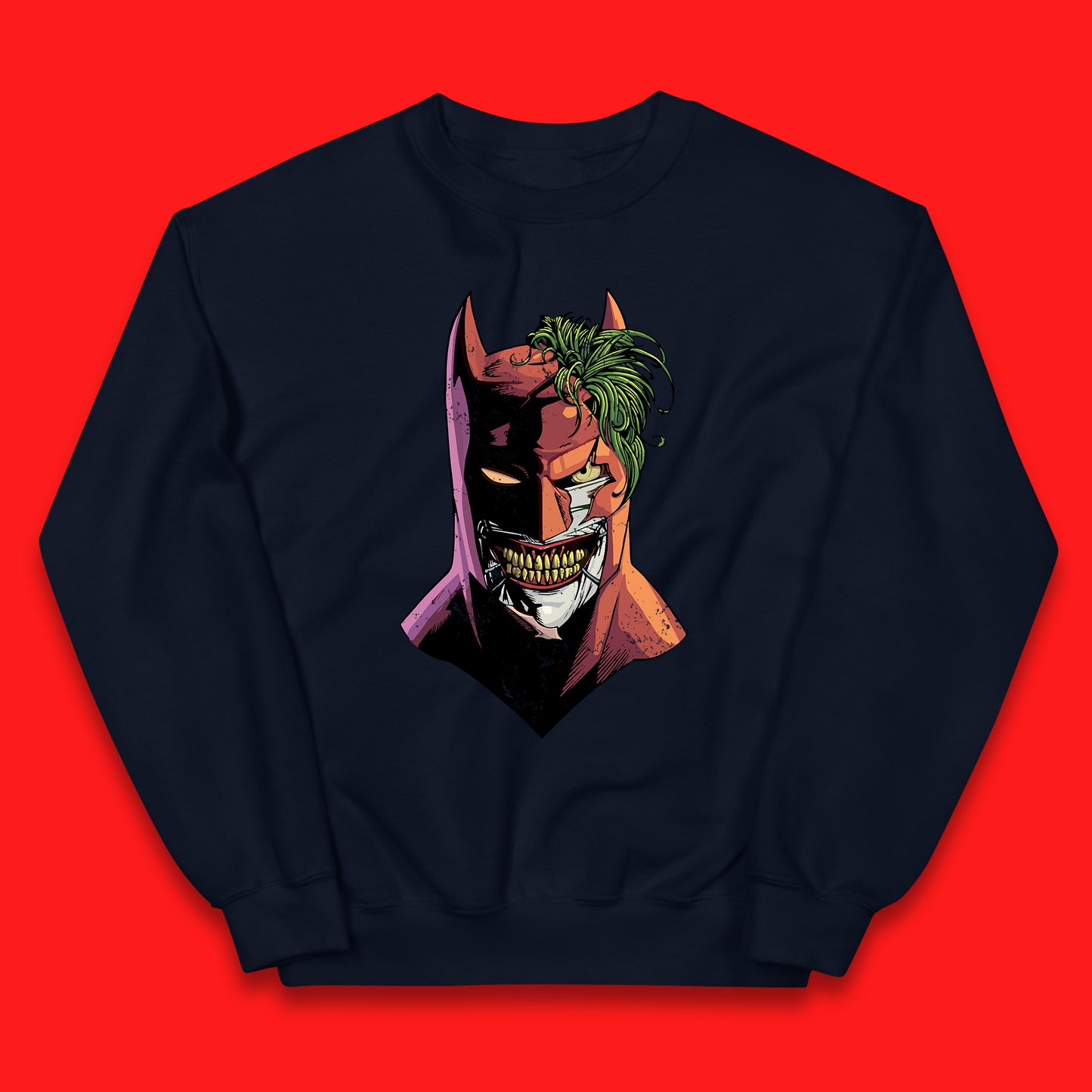 DC Comics Batman Mouth Wall Batman X The Joker Spoof Supervillain Comic Book Character Kids Jumper