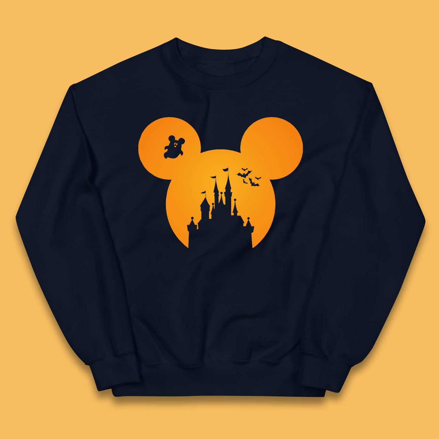 Disney Mickey Mouse Happy Halloween Disney Castle Halloween Scary Boo Flying Bats Kids Jumper