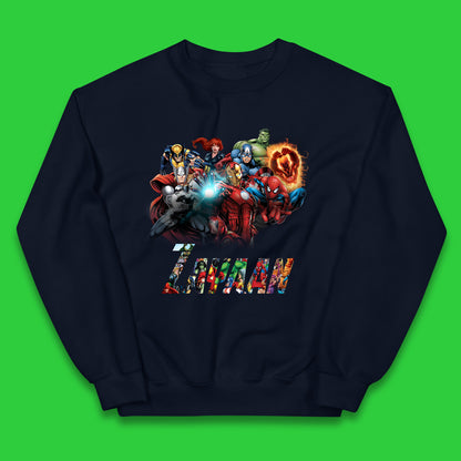 Personalised Marvel Avengers Super Heroes Movie Characters Spider Man, Black Widow, Hulk, Iron Man, Thor, Captain America Avengers Squad Kids Jumper