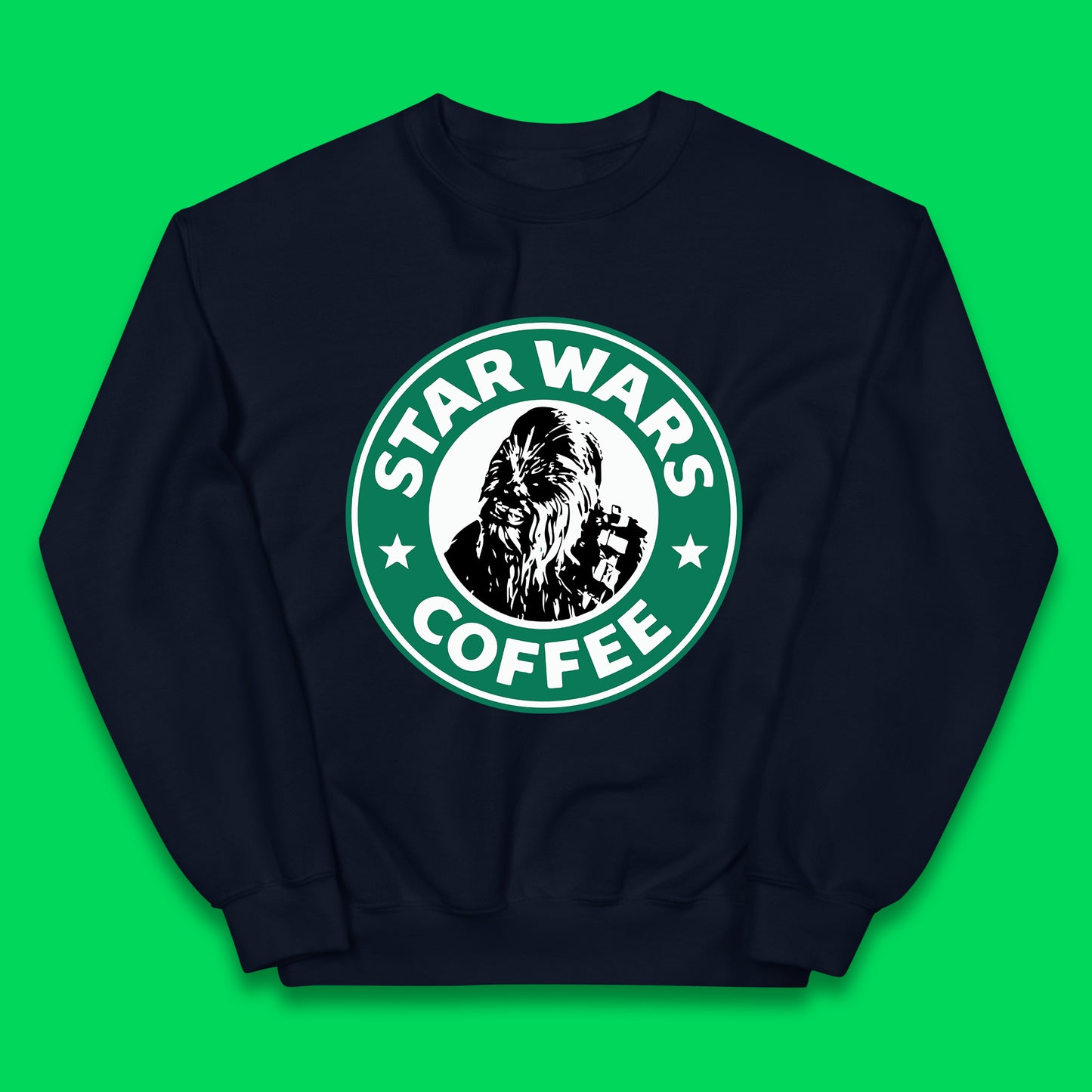 Chewbacca Star Wars Coffee Sci-fi Action Adventure Movie Character Starbucks Coffee Spoof 46th Anniversary Kids Jumper