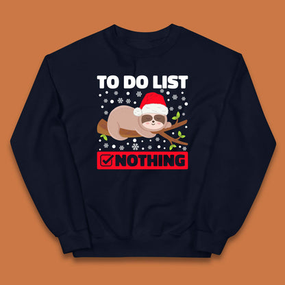 Lazy Sloth To Do List Christmas Kids Jumper