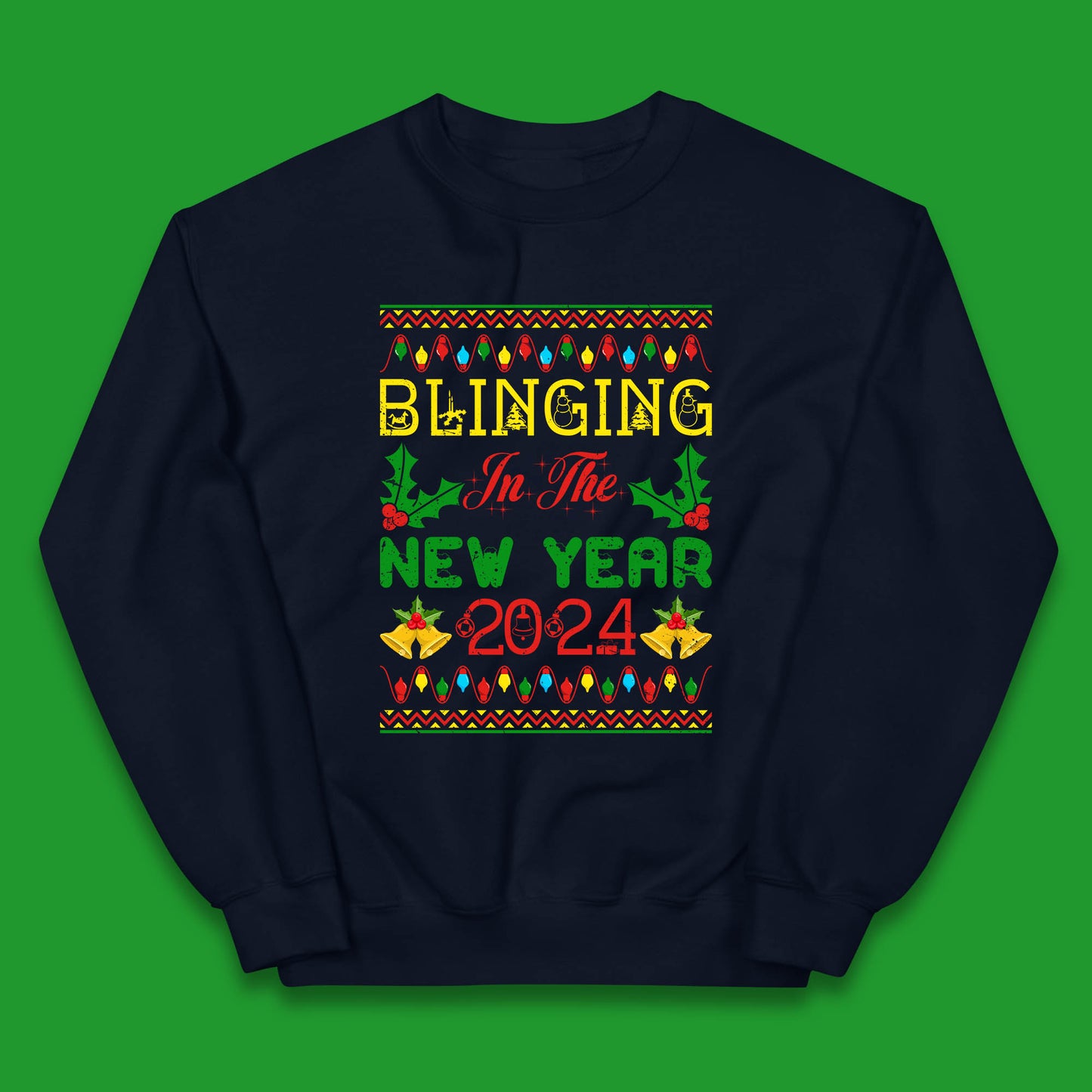 Blinging In The New Year 2024 Christmas Happy New Year Xmas Festive Celebration Kids Jumper