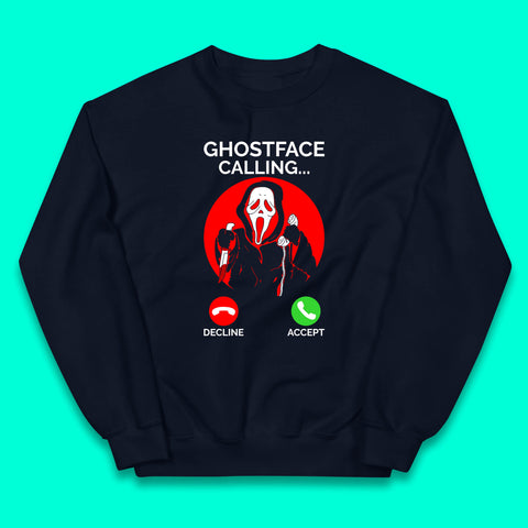 Ghostface Calling Halloween Ghost Face Scream Horror Movie Character Kids Jumper