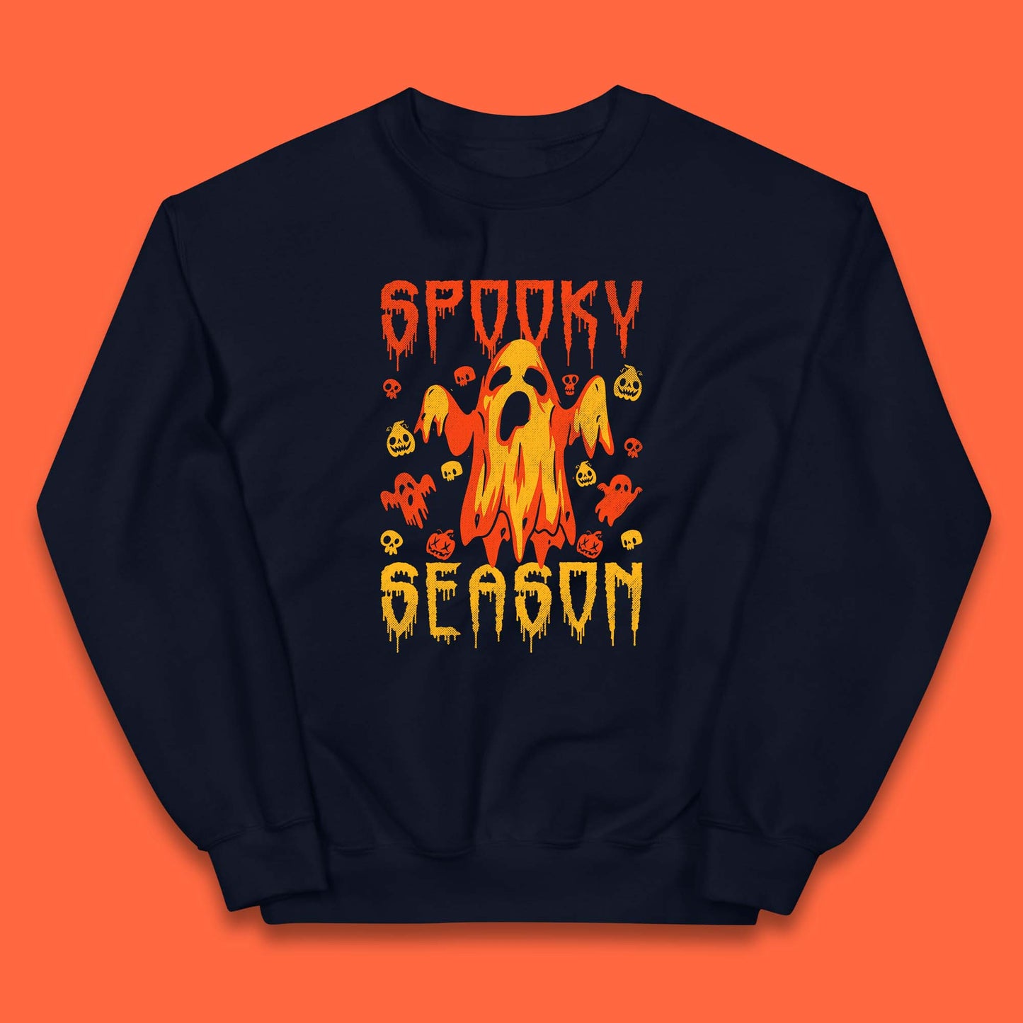 Spooky Season Halloween Ugly Scary Boo Ghost Halloween Vibes Kids Jumper