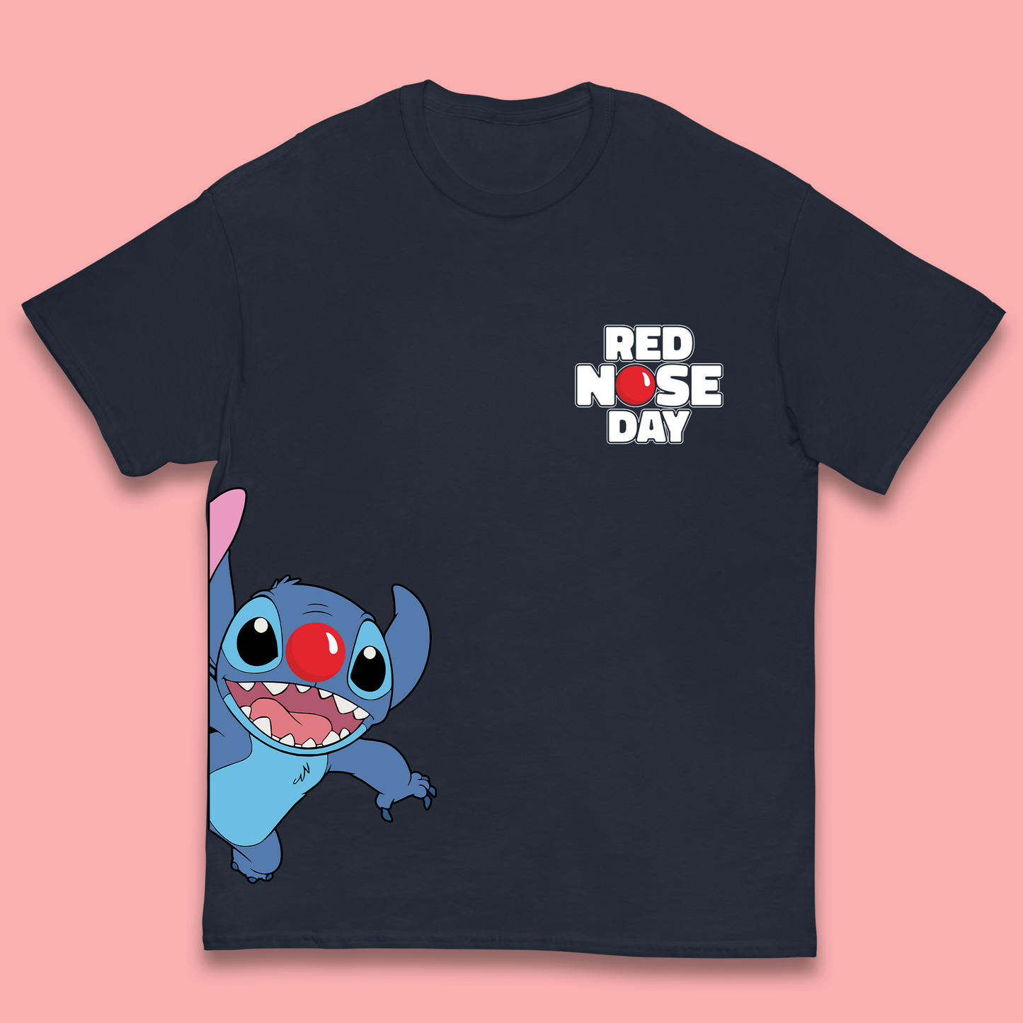 Red Nose Day Peeking Disney Stitch Kids T-Shirt