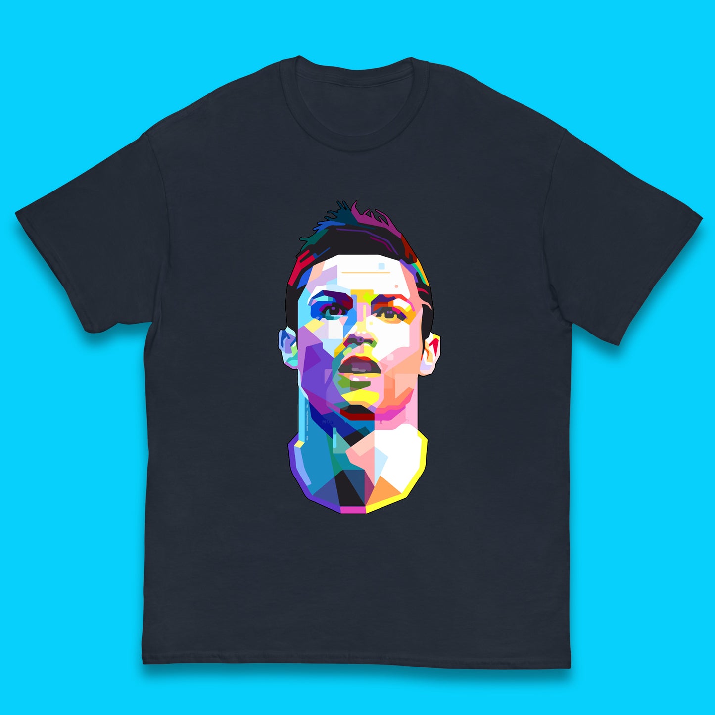 Cristiano Ronaldo Retro Style Portrait Football Player CR7 Portuguese Professional Footballer Soccer Player Sports Champion Kids T Shirt