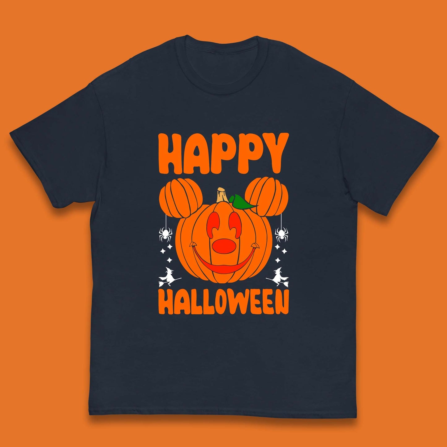 Happy Halloween Disney Mickey Mouse Jack-o-lantern Pumpkin Face Horror Scary Disney Trip Kids T Shirt