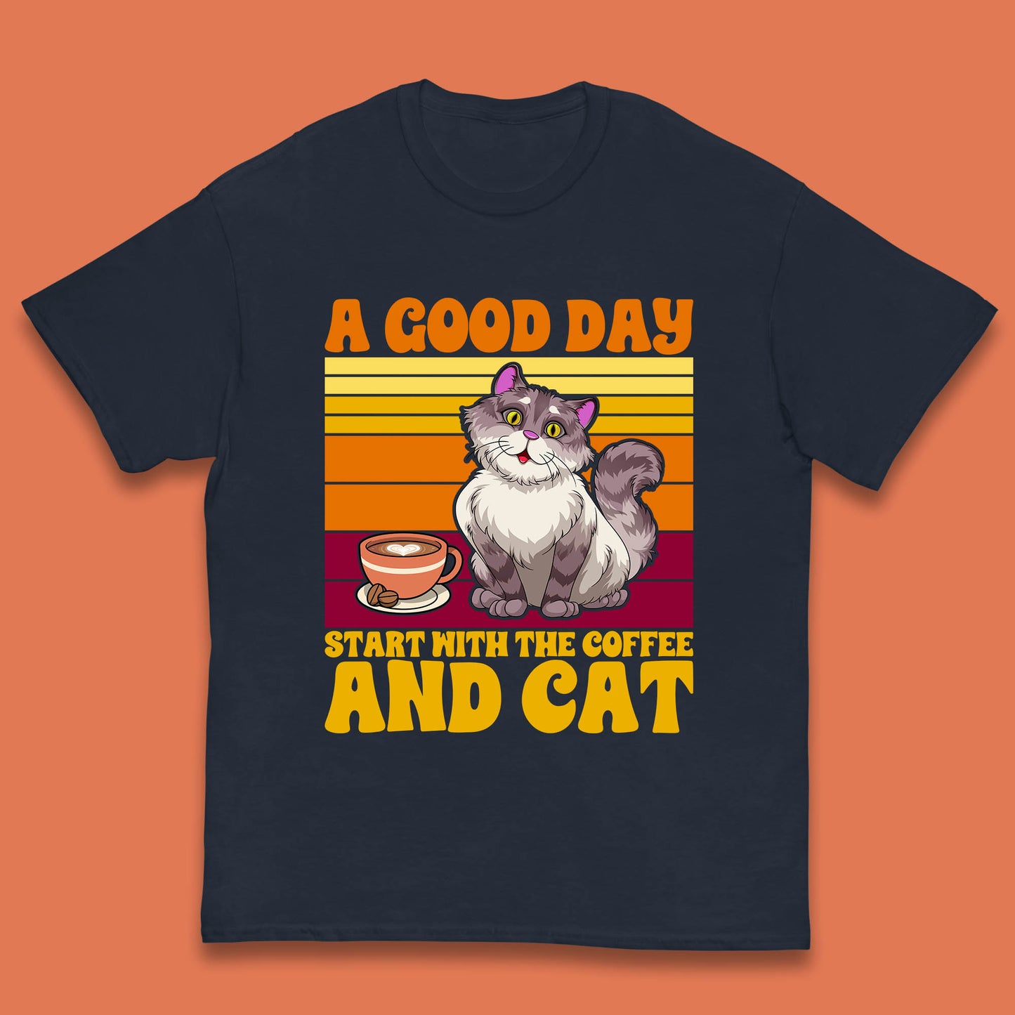 A Good Day Start With The Coffee And Cat Kids T Shirt