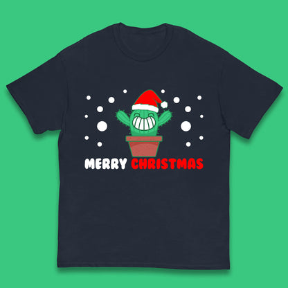 merry christmas little cactus with santa hat t shirt