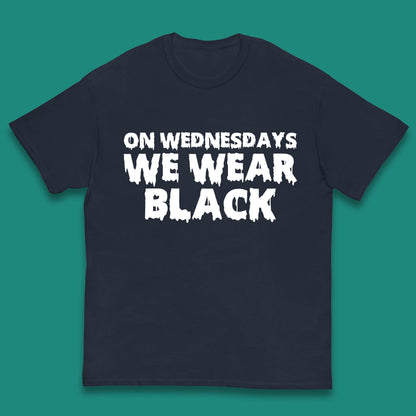 On Wednesday We Wear Black Halloween Wednesday Addams Horror Movie Trending Tv Series Kids T Shirt